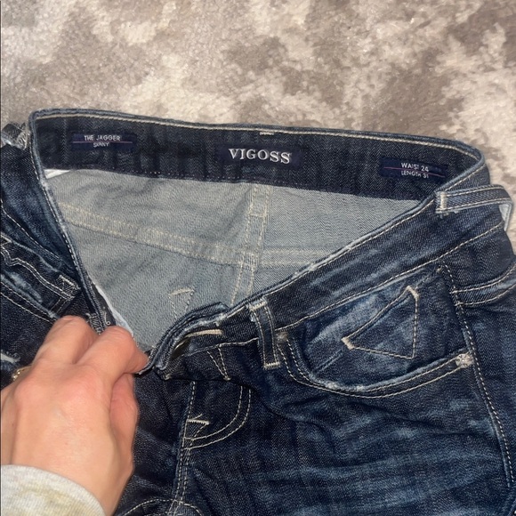 Vigoss Dark Blue Skinny Distressed Jeans - Picture 4 of 6